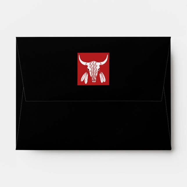 Red Ghost Dance Buffalo black small envelopes back (Back (Top Flap))