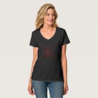 Red Ghost Dance Buffalo black v-neck women t-shirt
