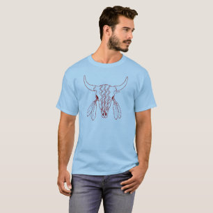 Red Ghost Dance Buffalo blue t-shirt