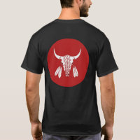 Red Ghost Dance Buffalo circle black t-shirt back