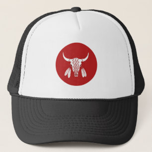 Red Ghost Dance Buffalo circle foam trucker hat