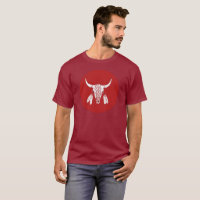 Red Ghost Dance Buffalo circle maroon t-shirt