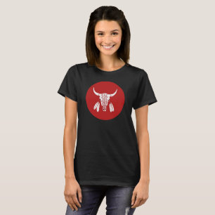 Red Ghost Dance Buffalo circle women black t-shirt