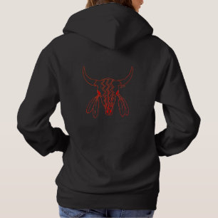 Red Ghost Dance Buffalo line black hoodie back