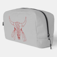 Red Ghost Dance Buffalo line grey dopp kit