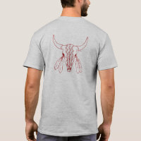 Red Ghost Dance Buffalo line grey t-shirt back