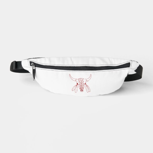 Red Ghost Dance Buffalo line white fanny pack (Front)