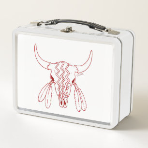 Red Ghost Dance Buffalo line white lunchbox