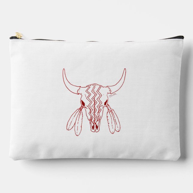 Red Ghost Dance Buffalo line white pouch (Front)