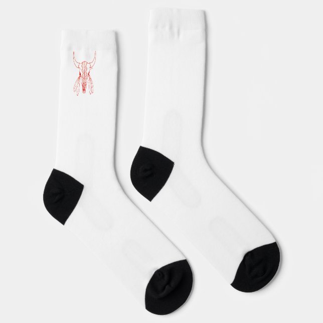 Red Ghost Dance Buffalo line white premium socks (Right)