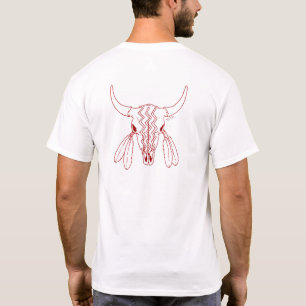 Red Ghost Dance Buffalo line white t-shirt back