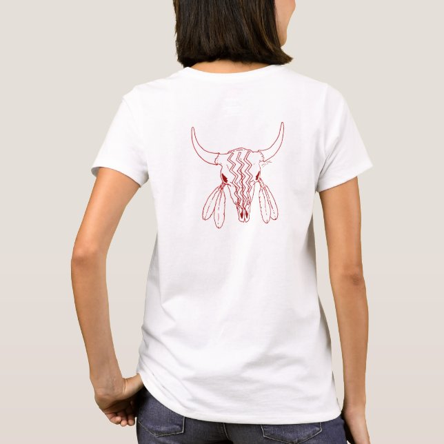 Red Ghost Dance Buffalo line white t-shirt back (Back)