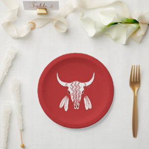 Red Ghost Dance Buffalo paper plates