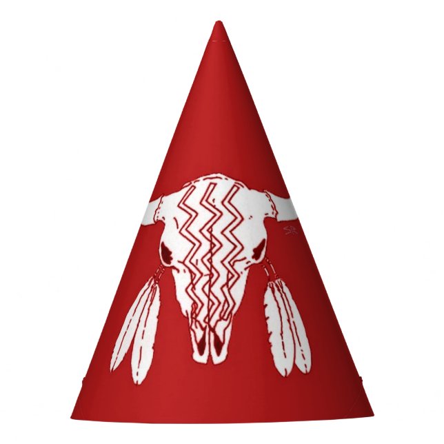 Red Ghost Dance Buffalo party hats (Front)