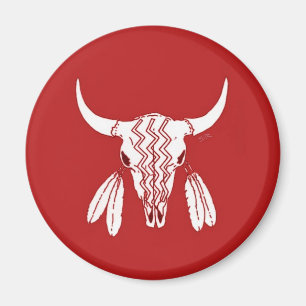 Red Ghost Dance Buffalo standard round magnet