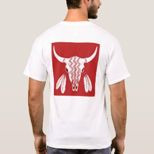 Red Ghost Dance Buffalo t-shirt square back