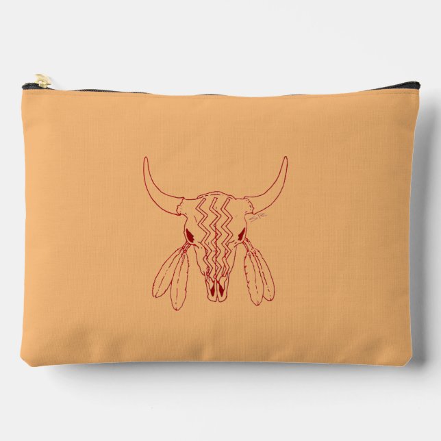 Red Ghost Dance Buffalo tan accessory bag pouch (Front)