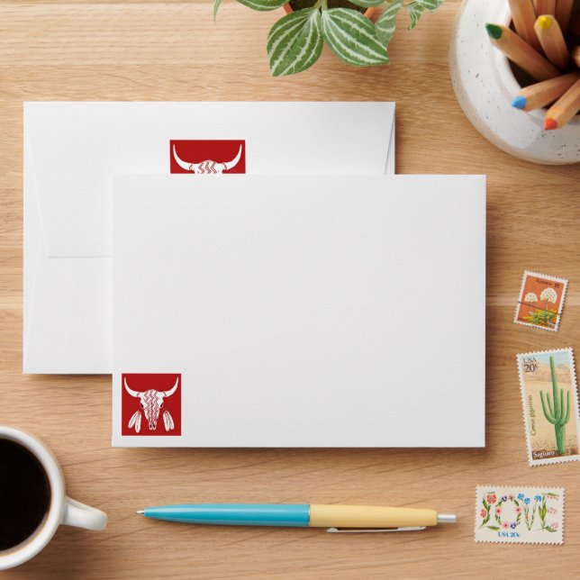 Red Ghost Dance Buffalo white small envelopes (Desk)