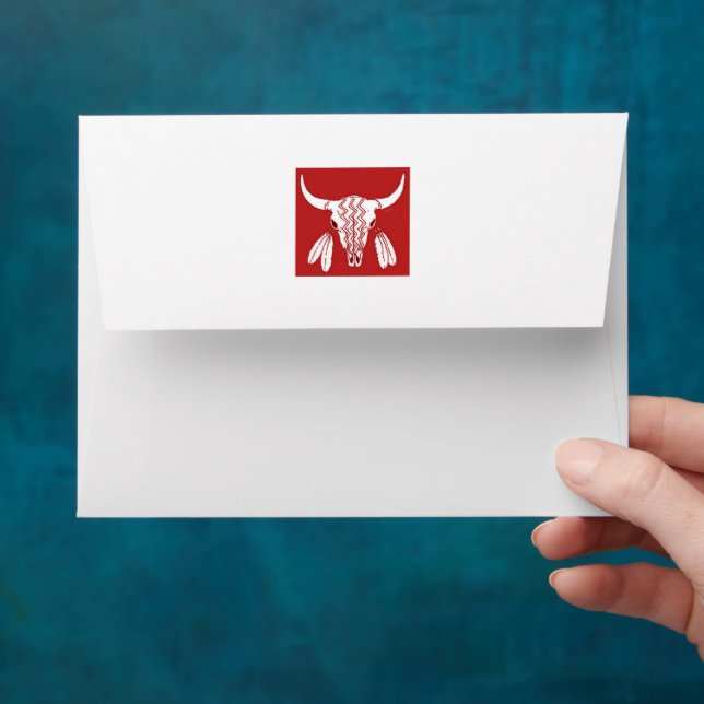 Red Ghost Dance Buffalo white small envelopes back (Hand)