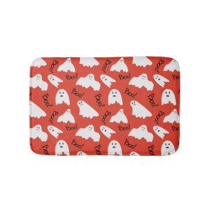 Red Ghosts: Halloween Vintage Pattern Bath Mat