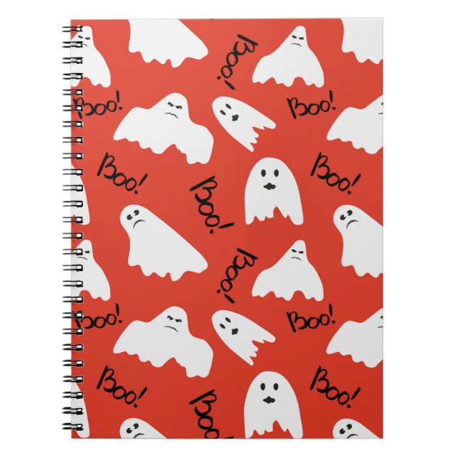 Red Ghosts: Halloween Vintage Pattern Notebook (Front)