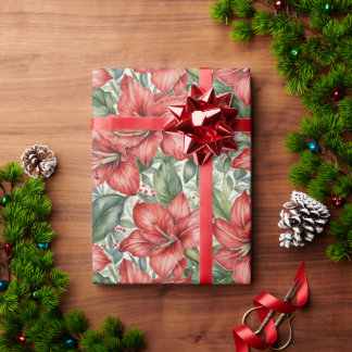 Red Giant Amaryllis Holiday Wrapping Paper