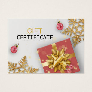 Red Gift Christmas Balls Gold Snowflakes Gift Card