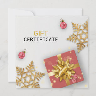 Red Gift Gold Snowflakes Christmas Balls Gift Card