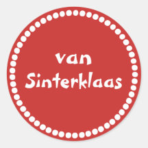 Red gift sticker text from Sinterklaas