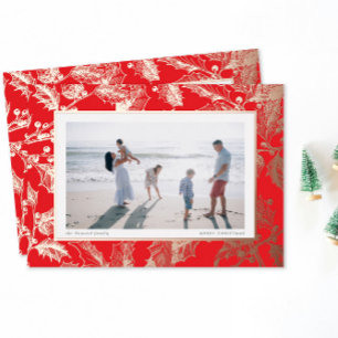 Red Gilded Holly Frame Traditional Christmas