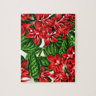 Red ginger flowers, vintage print jigsaw puzzle