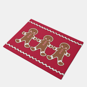 Red Gingerbread Cookies Doormat 