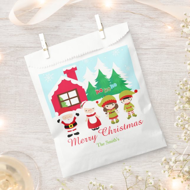 Red Gingerbread House Decorating Christmas Party Favour Bags (Clipped)