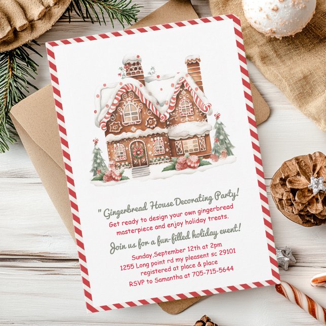 Red Gingerbread House Decorating Party  Invitation (Creator Uploaded)