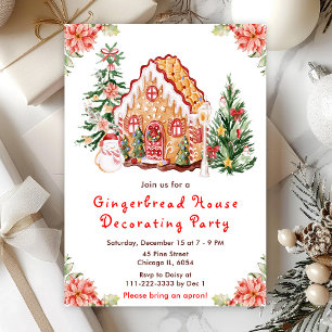 Red Gingerbread House Decorating Party Invitation