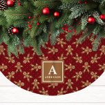 Red Gingerbread Man Monogram Christmas Brushed Polyester Tree Skirt<br><div class="desc">Bring warmth and festive charm to your holiday decor with this red gingerbread man Christmas tree skirt. Featuring an adorable gingerbread man pattern on a vibrant red background, this tree skirt adds a cosy, whimsical touch to any Christmas setup. Personalise it with your family monogram for a unique and heartwarming...</div>
