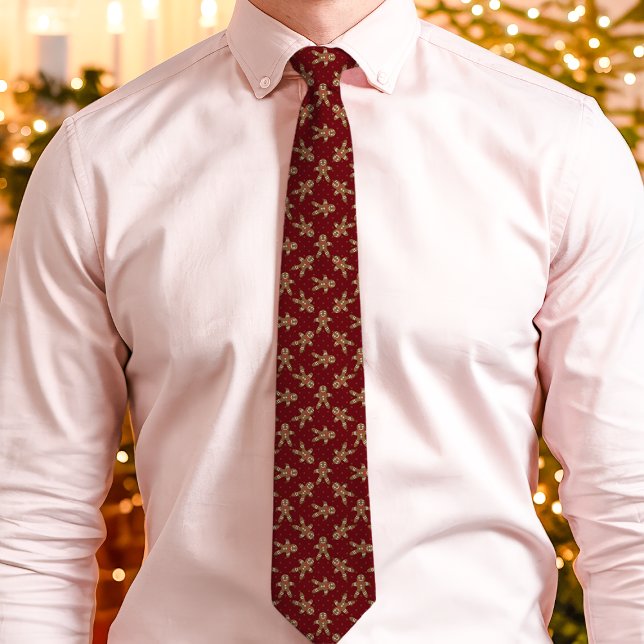 Red Gingerbread Man Polka Dot Christmas Tie (Creator Uploaded)