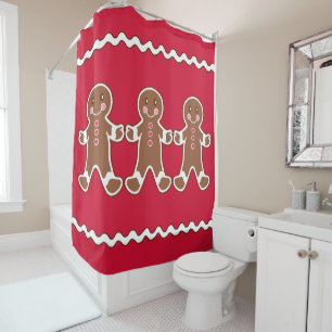 Red Gingerbread Shower Curtain
