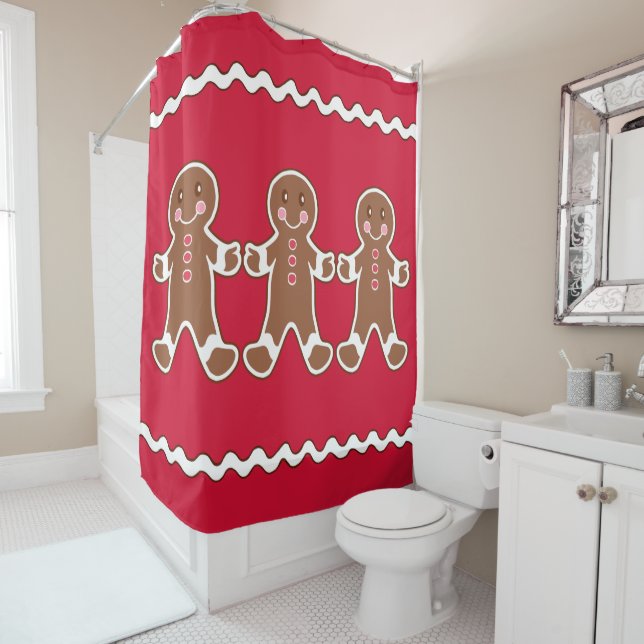 Red Gingerbread Shower Curtain  (In Situ)
