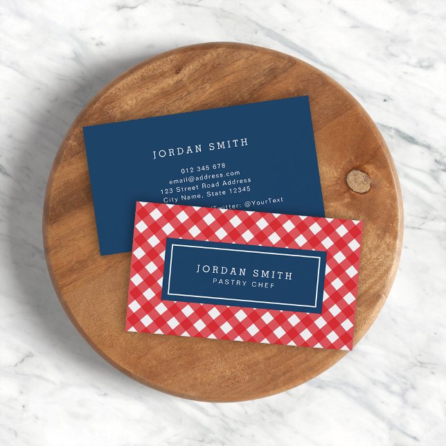 Red Gingham and Blue Business Card (Creator Uploaded)