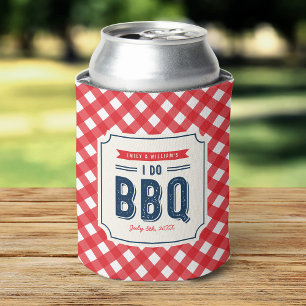 Red Gingham and Blue I Do BBQ Engagement Party Can Cooler