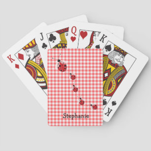 Red Gingham and Ladybugs Custom Playing Cards