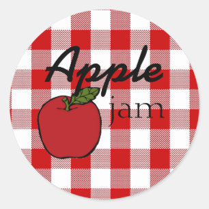 Red Gingham Apple Jam Classic Round Sticker