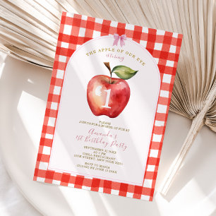 Red Gingham Apple of our eye baby shower Invitation