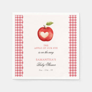 Red Gingham Apple of Our Eye Baby Shower Napkin