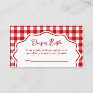 Red Gingham Baby-Q BBQ Baby Shower Diaper Raffle Enclosure Card