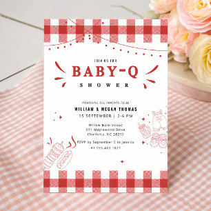 Red Gingham Barbecue Baby Q Baby Shower Invitation
