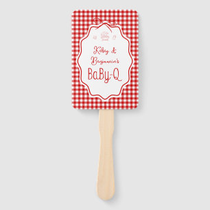 Red Gingham Barbecue BBQ Baby-Q Baby Shower Hand Fan
