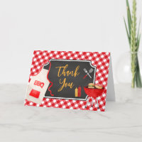 Red Gingham BBQ Baby Shower Thank You Card
