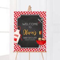 Red Gingham BBQ Baby Shower Welcome